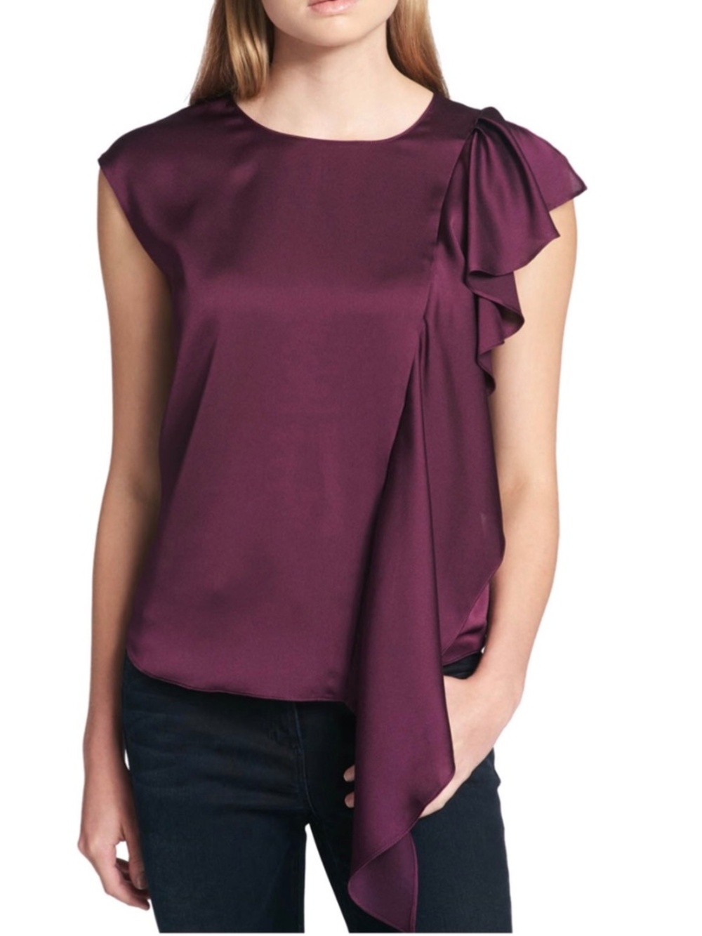 DKNY Ruffle Waterfall Top Blouse